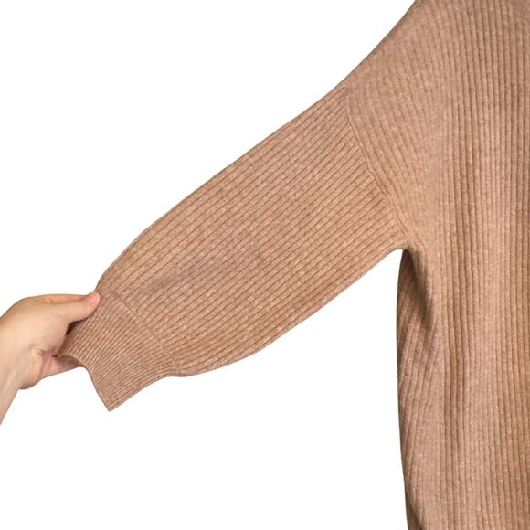 Fat Face Knit Dress Womens Size 16 Tan Moc Neck Bishop Sleeve Knee Length Loose - Picture 10 of 16